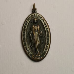 Vintage Miraculous Medal Pendant Catholic Virgin Mary 1830 Charm Devotional